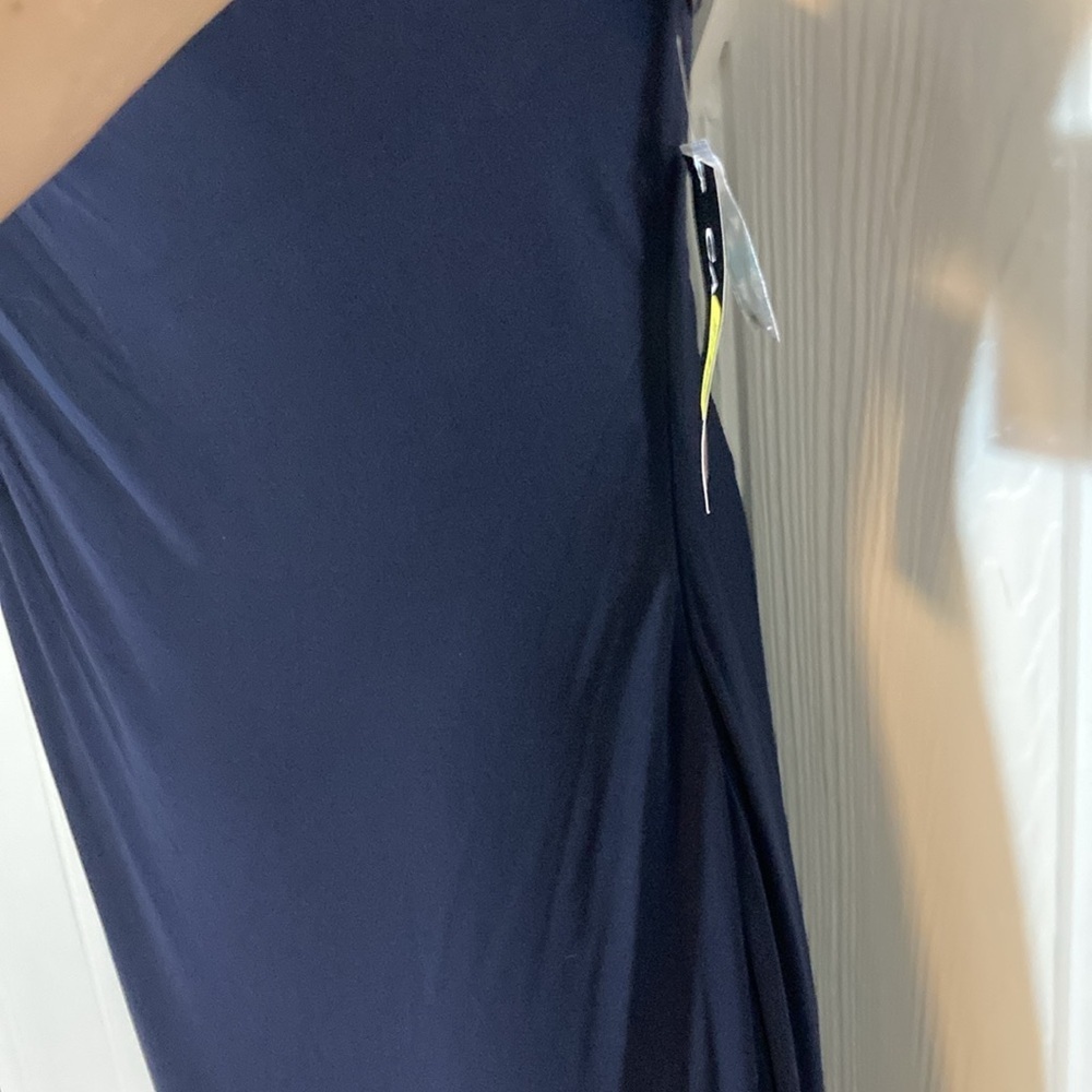 NWT Cachet Navy One Shoulder Gown Size 16 - Picture 4 of 10